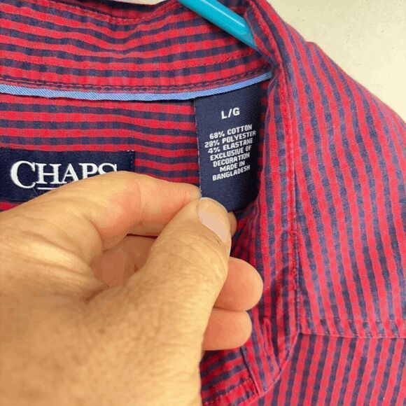 Chaps by Ralph Lauren Plaid Flannel Red Blue Long Sleeve Mens Large Comfy City - Picture 2 of 5